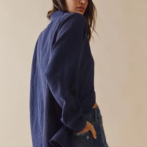 Free People We The Free Summer Daydream Buttondown Small Indigo